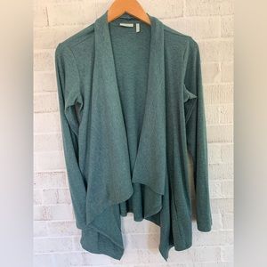 LOGO Lounge Green Open Cascade Cardigan Size Small